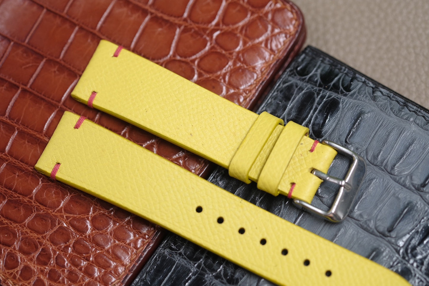 YELLOW SAFFIANO LEATHER WATCH STRAP RD116