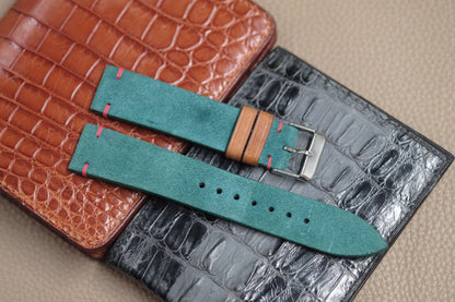 GREENISH BLUE SUEDE LEATHER WATCH STRAP RD114