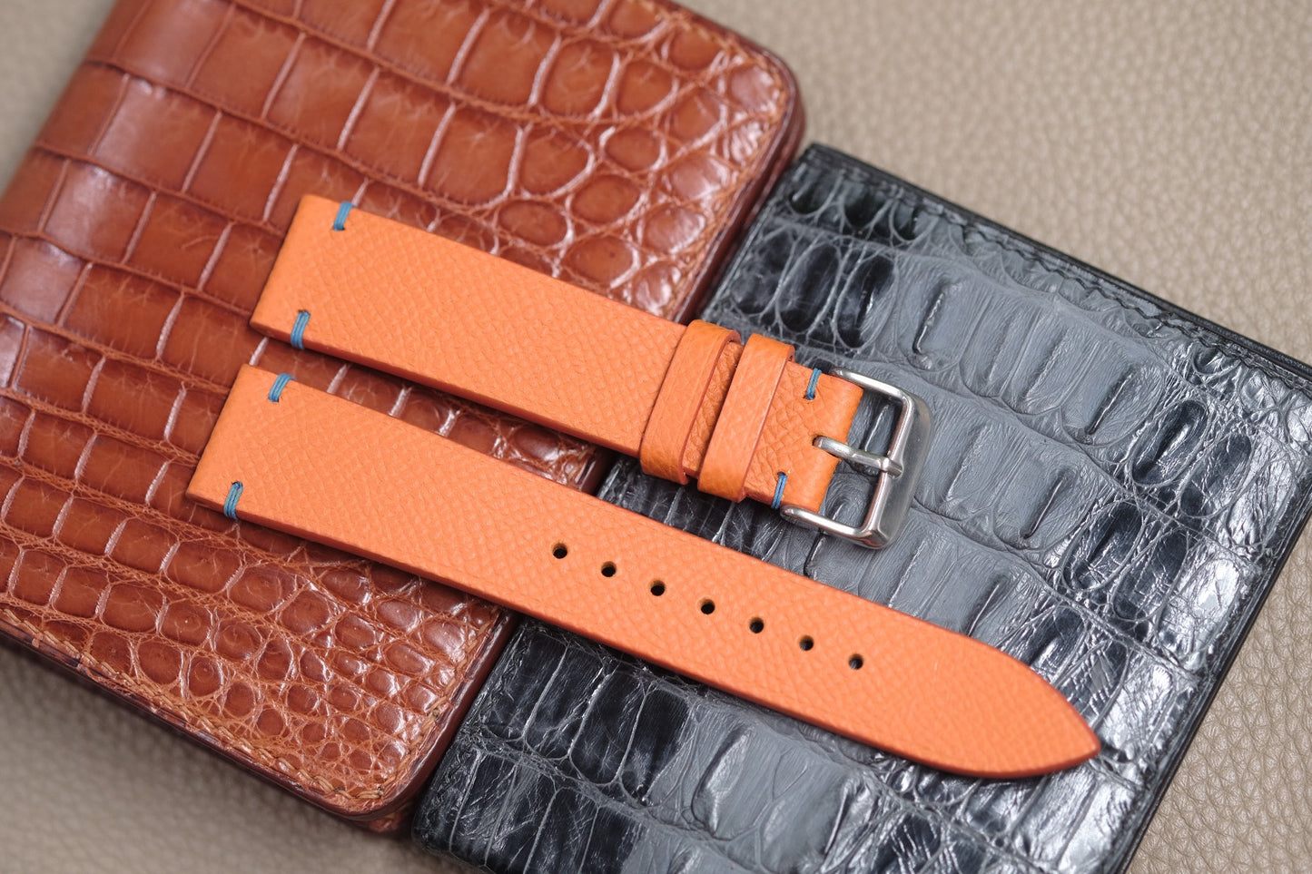 ORANGE SAFFIANO LEATHER WATCH STRAP RD115