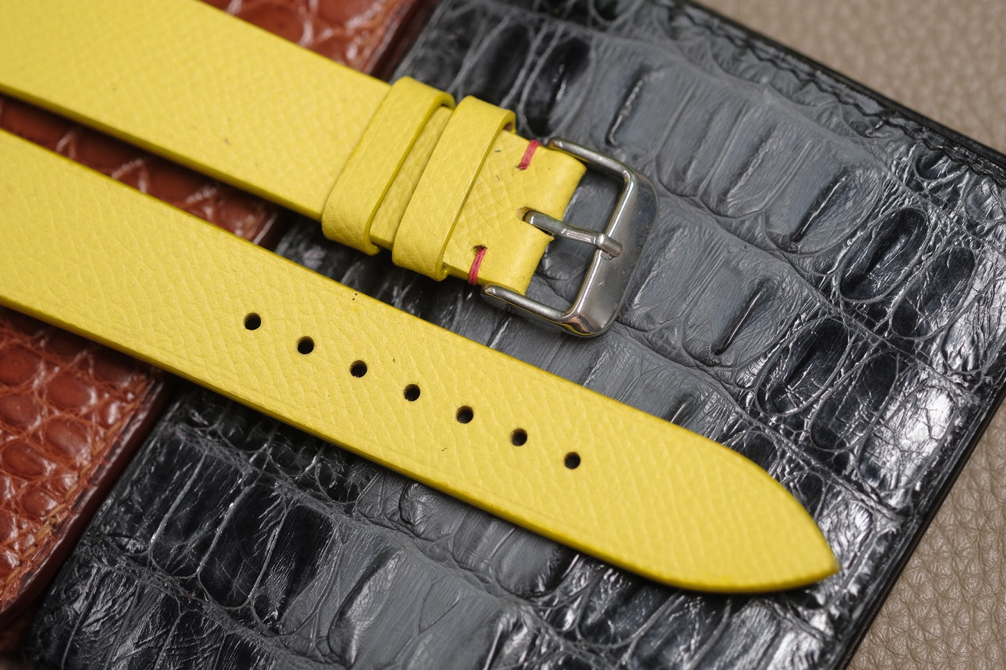 YELLOW SAFFIANO LEATHER WATCH STRAP RD116