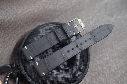 BLACK CROCODILE LEATHER WATCH STRAP RD122