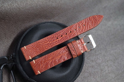 BROWN OSTRICH LEG SKIN LEATHER WATCH STRAP RD123