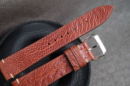 BROWN OSTRICH LEG SKIN LEATHER WATCH STRAP RD123