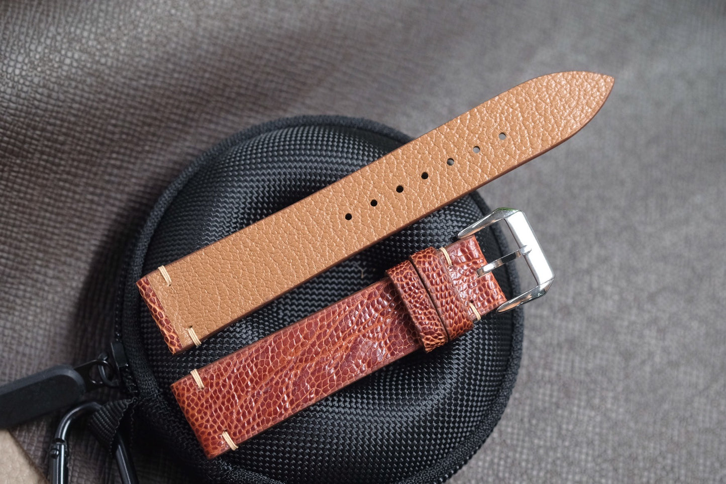 BROWN OSTRICH LEG SKIN LEATHER WATCH STRAP RD123