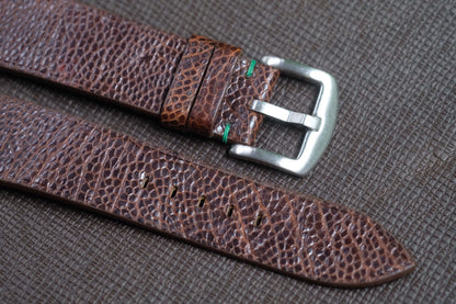 DARK BROWN OSTRICH LEG SKIN LEATHER WATCH STRAP RD125