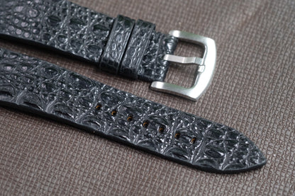 BLACK HORNBACK CROCODILE LEATHER WATCH STRAP RD126