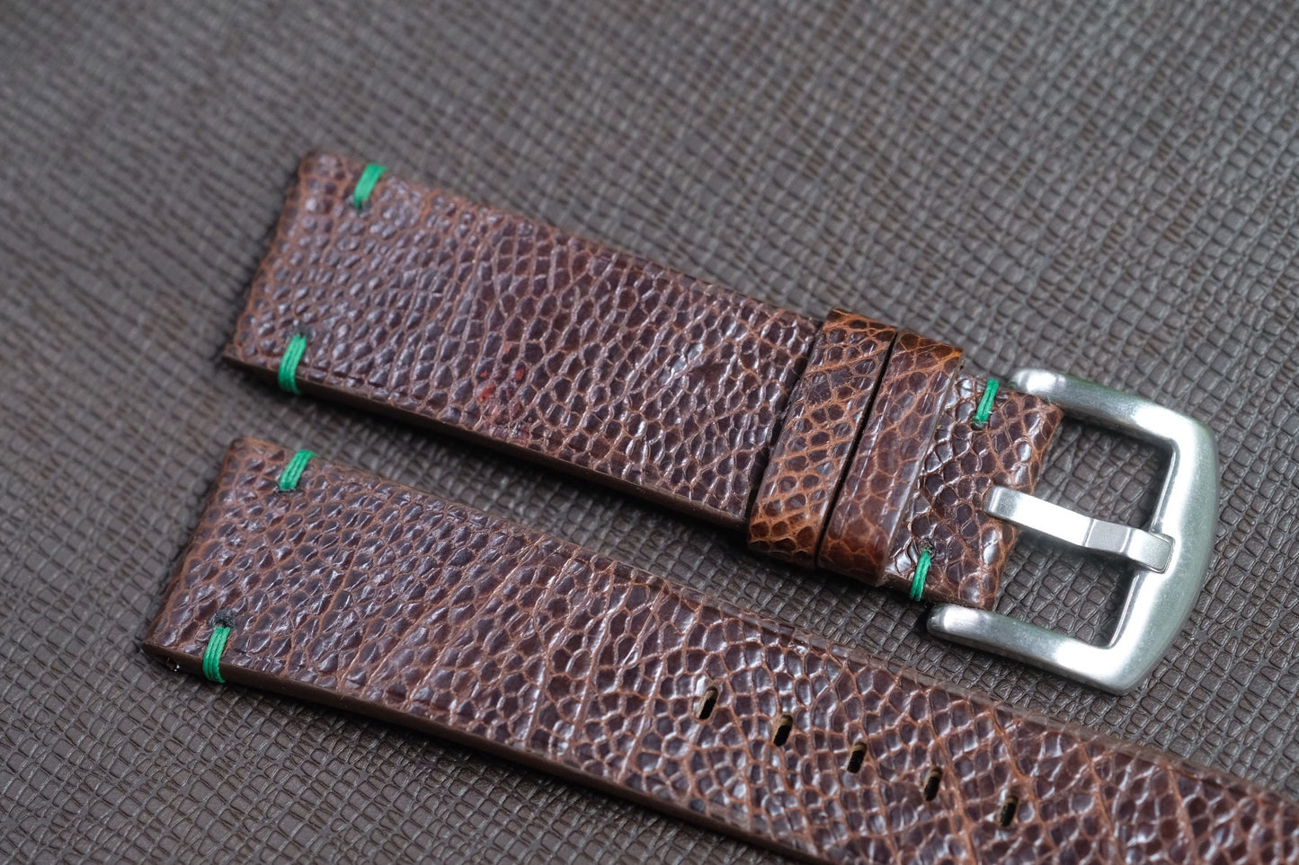 DARK BROWN OSTRICH LEG SKIN LEATHER WATCH STRAP RD125