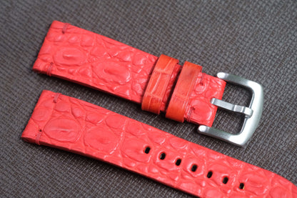 RED HORNBACK CROCODILE LEATHER WATCH STRAP RD127