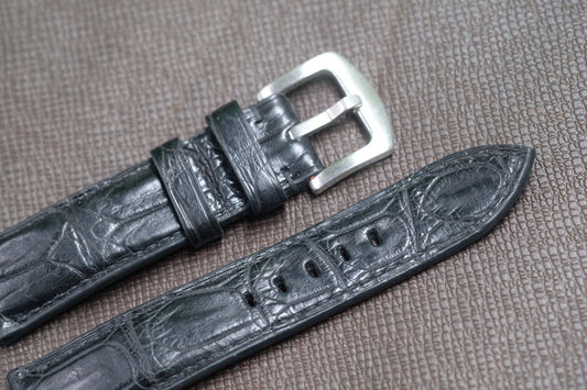 BLACK CROCODILE LEATHER WATCH STRAP RD131