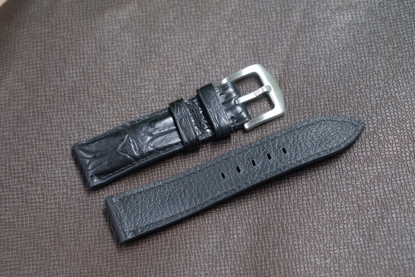 BLACK CROCODILE LEATHER WATCH STRAP RD131