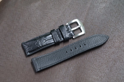 BLACK CROCODILE LEATHER WATCH STRAP RD131