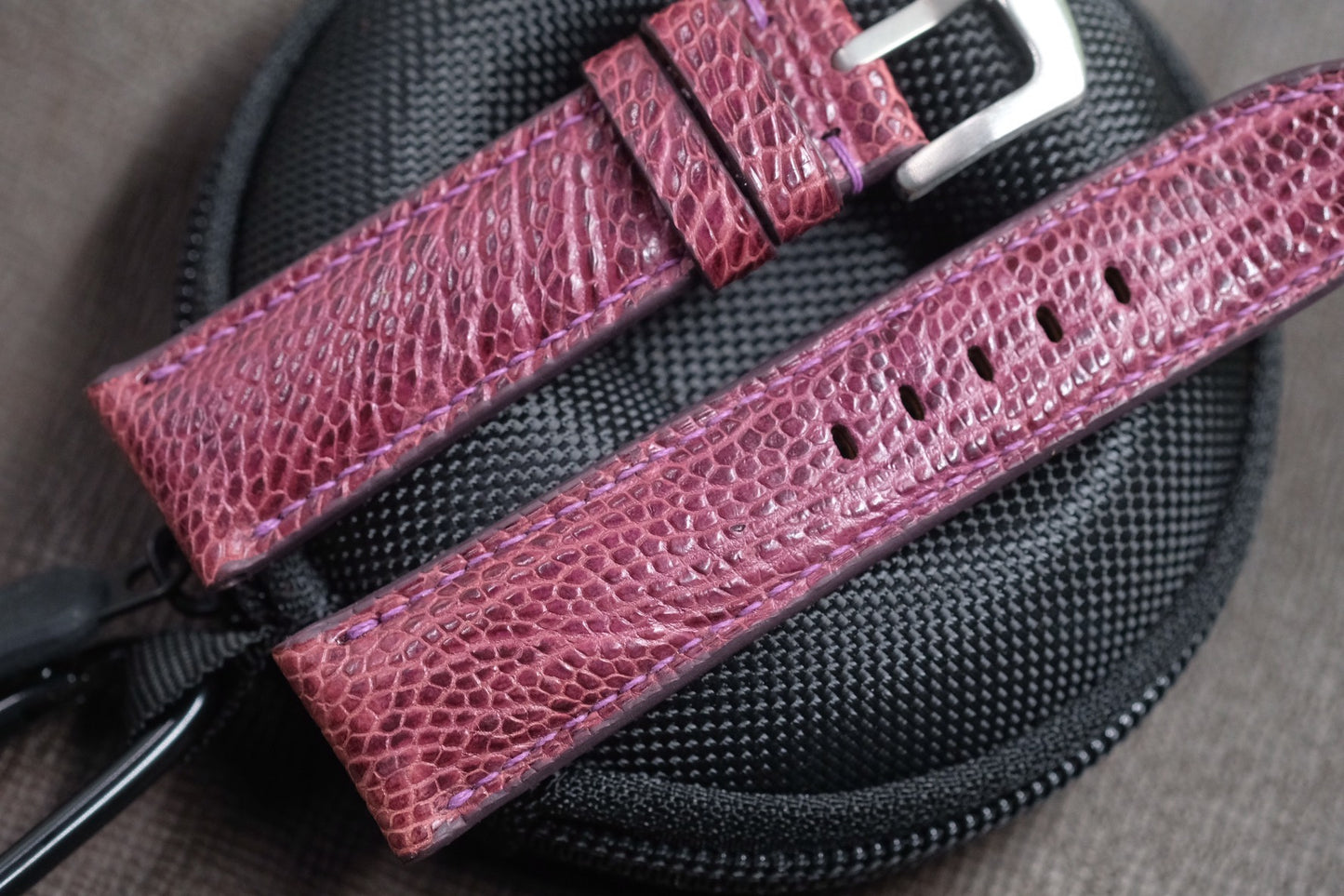 PURPLE OSTRICH LEG SKIN LEATHER WATCH STRAP RD133