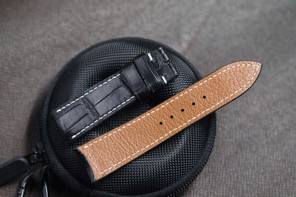 BLACK CROCODILE LEATHER WATCH STRAP RD137