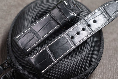 BLACK CROCODILE LEATHER WATCH STRAP RD137