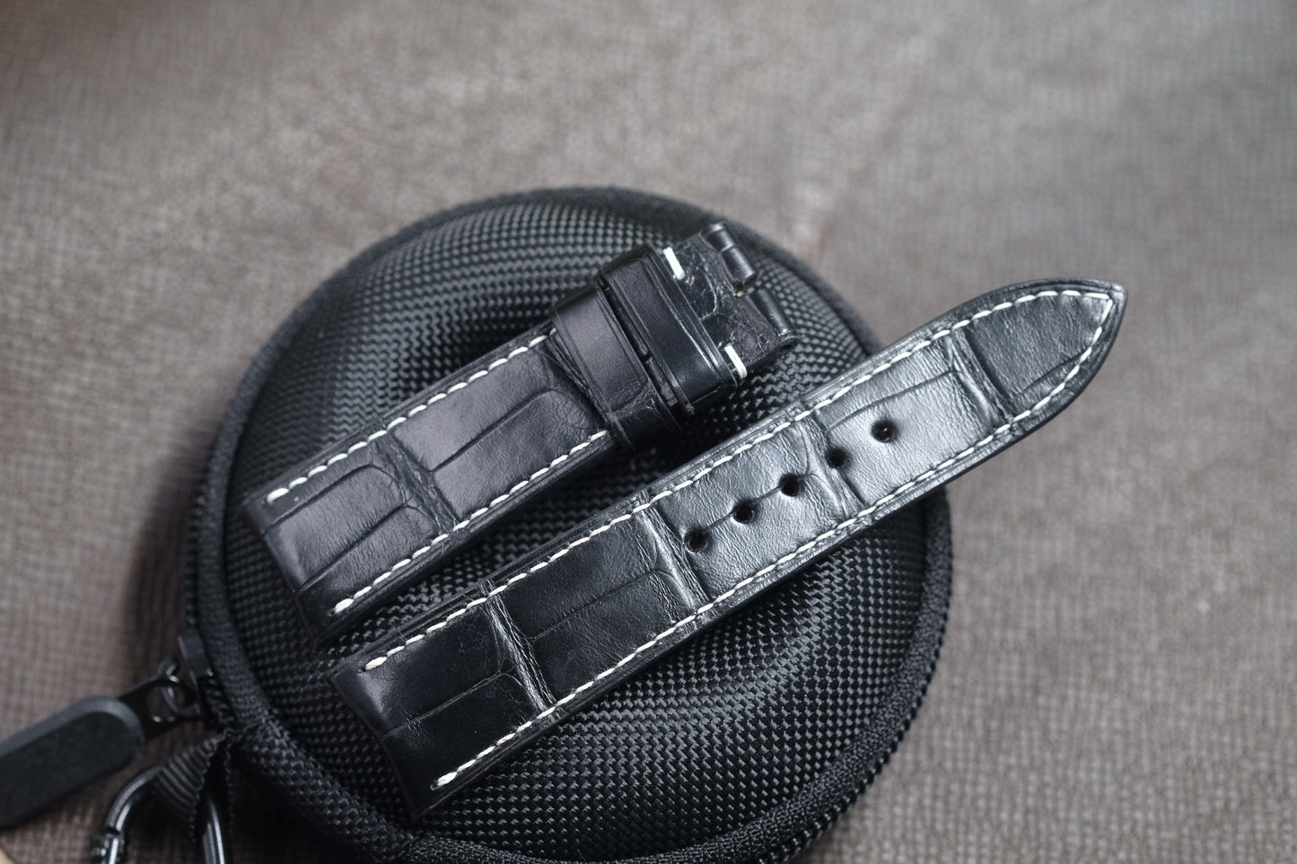 BLACK CROCODILE LEATHER WATCH STRAP RD137