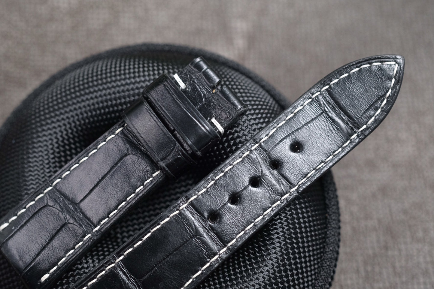 BLACK CROCODILE LEATHER WATCH STRAP RD137