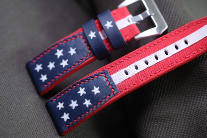 AMERICA FLAG CUSTOM HANDPAINTED CANVAS STRAP HANDMADE FOR PANERAI HDPAM50