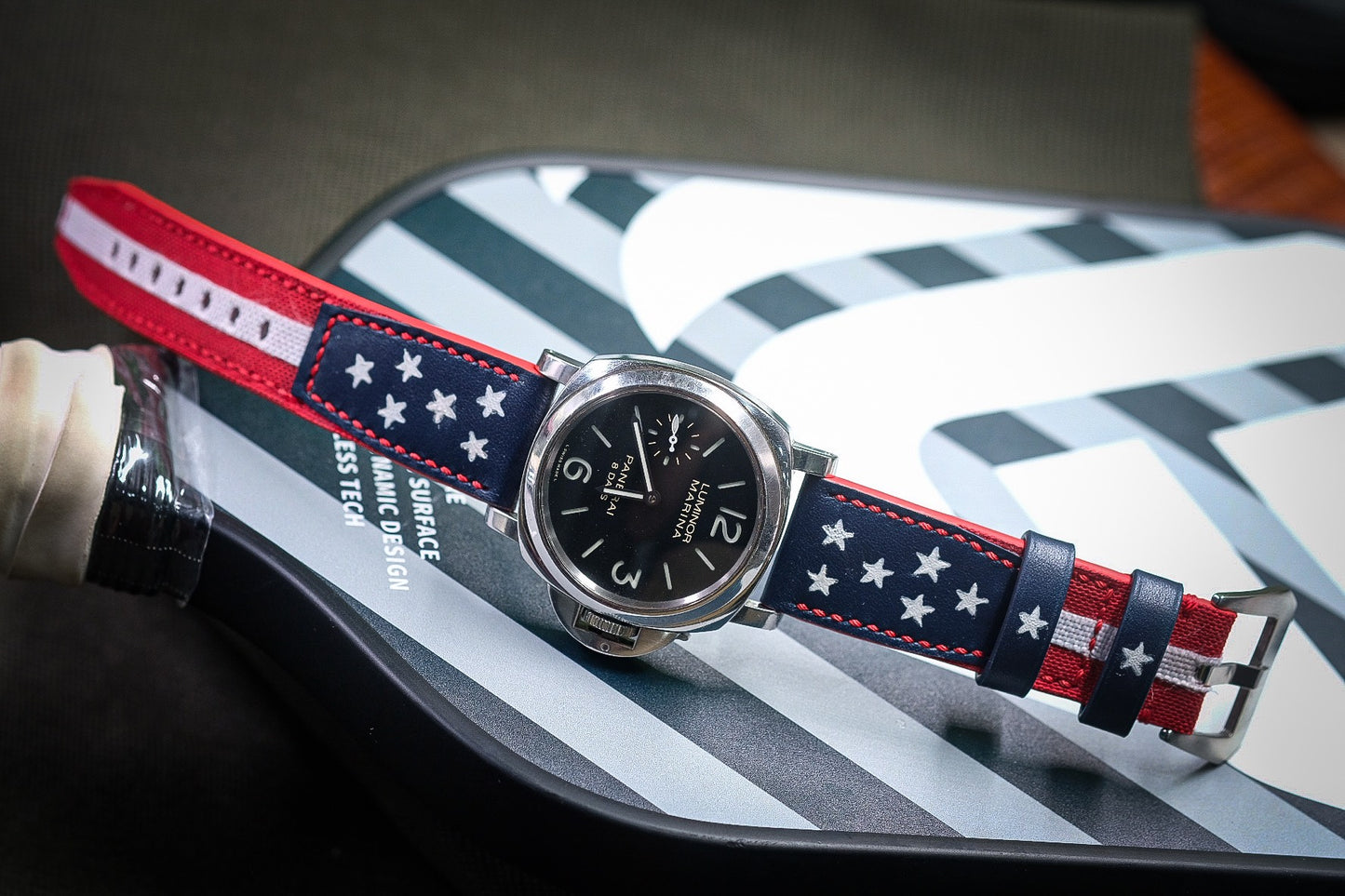 AMERICA FLAG CUSTOM HANDPAINTED CANVAS STRAP HANDMADE FOR PANERAI HDPAM50