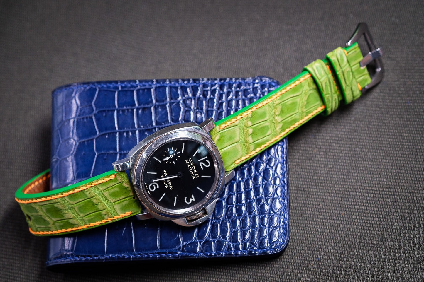 GREEN CROCODILE STRAP HANDMADE FOR PANERAI HDPAM54