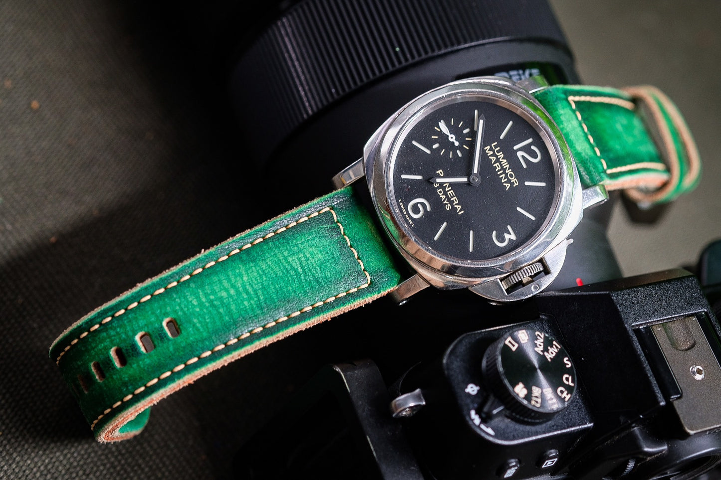 VINTAGE GREEN STRAP HANDMADE FOR PANERAI HDPAM52