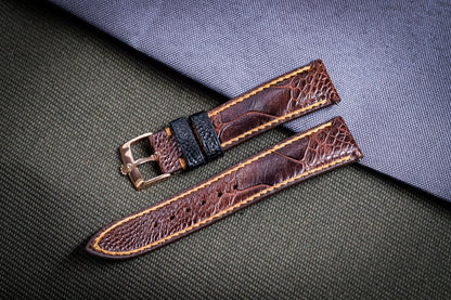 BROWN OSTRICH LEG LEATHER WATCH STRAP HDOL68