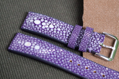 Purple double pearl stingray strap