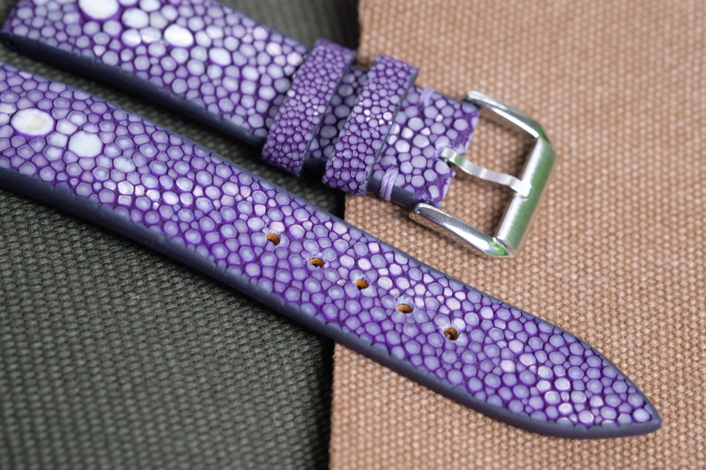 Purple double pearl stingray strap