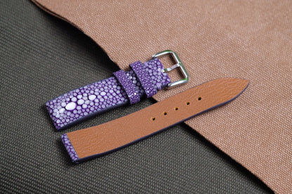 Purple double pearl stingray strap