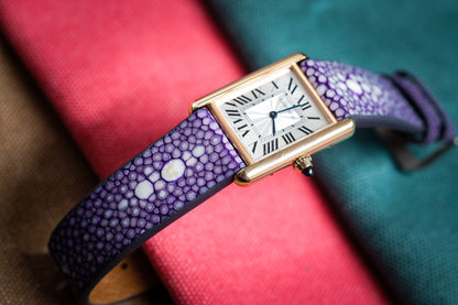 Purple double pearl stingray strap