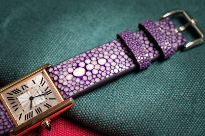 Purple double pearl stingray strap