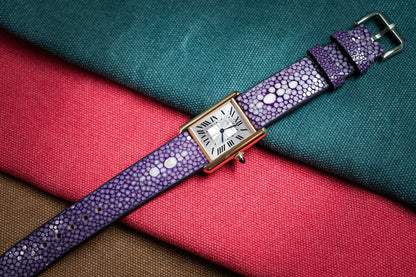 Purple double pearl stingray strap