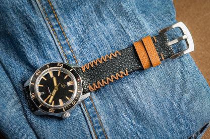 Black no pearl stingray watch strap