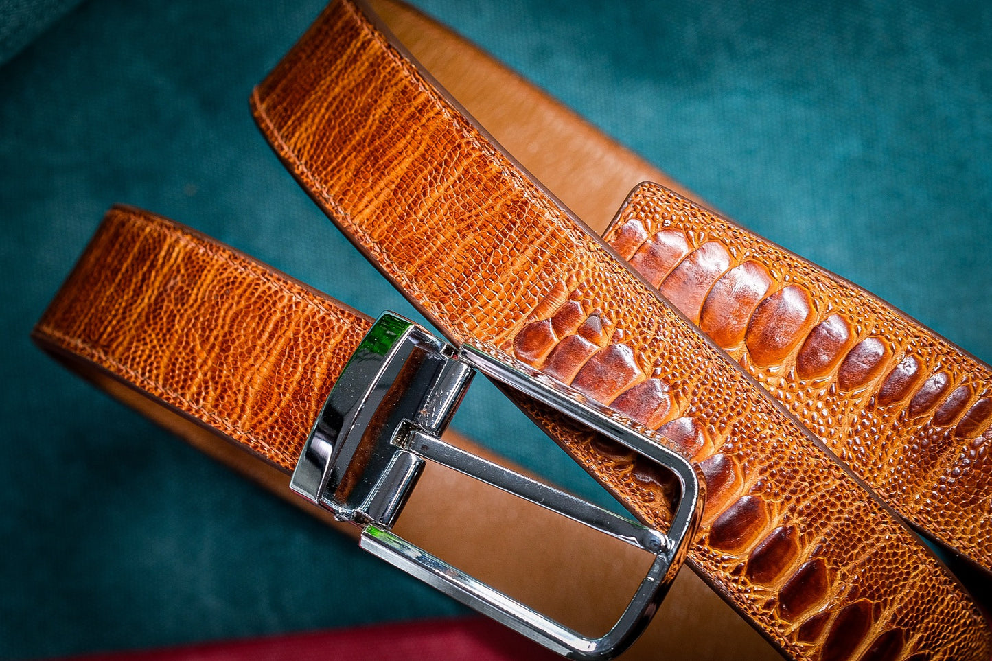 BESPOKE GENUINE BROWN OSTRICH LEG SKIN LEATHER MAN BELT HDBE19