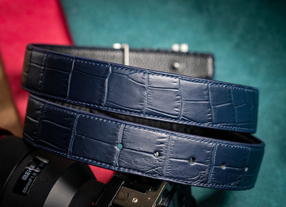 BESPOKE GENUINE NAVY BLUE CROCODILE LEATHER MAN BELT HDBE18