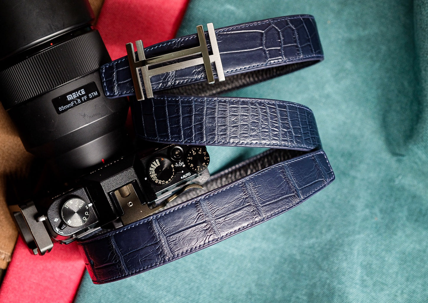 BESPOKE GENUINE NAVY BLUE CROCODILE LEATHER MAN BELT HDBE18