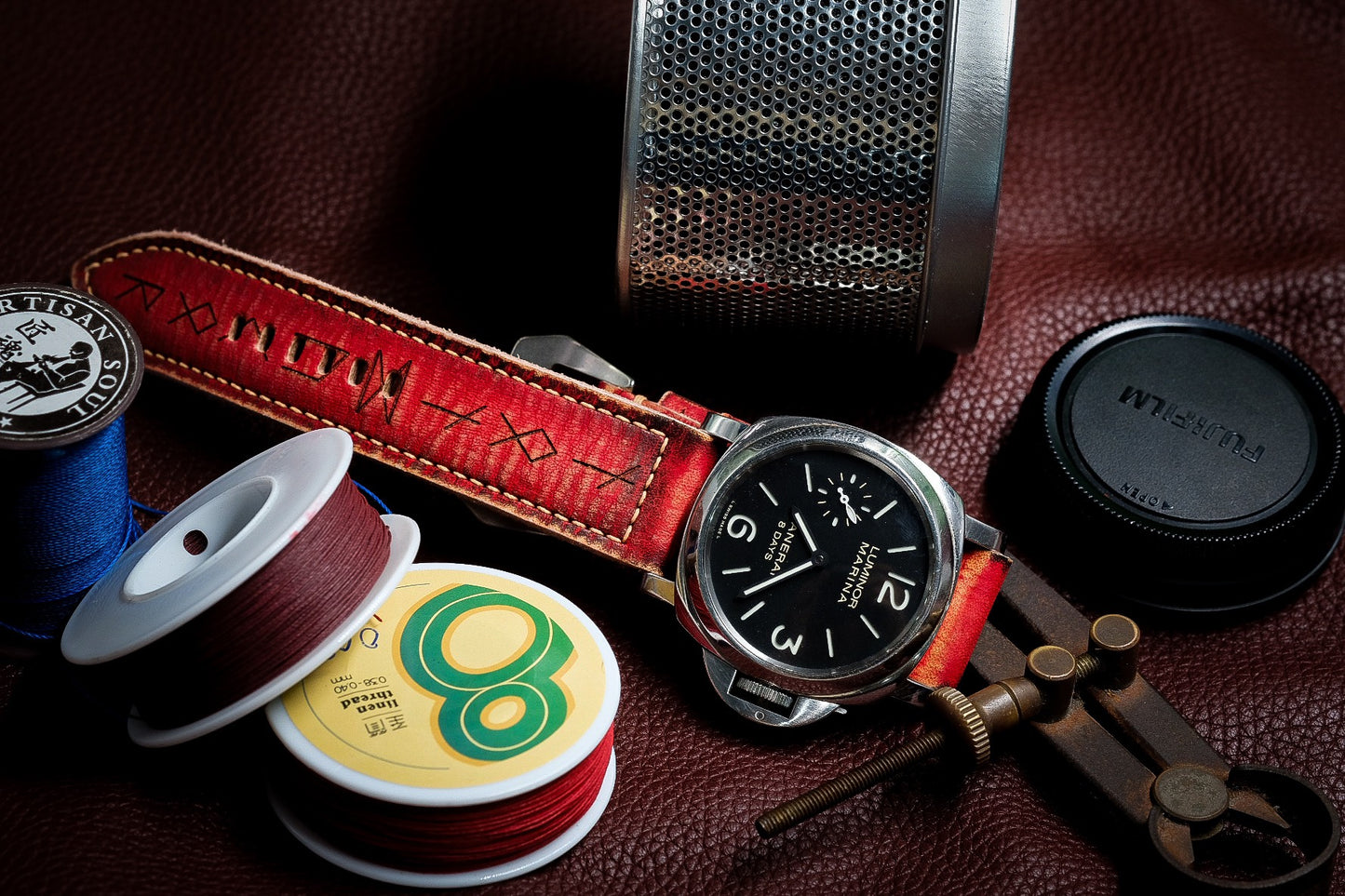 VINTAGE RED STRAP HANDMADE FOR PANERAI HDPAM53