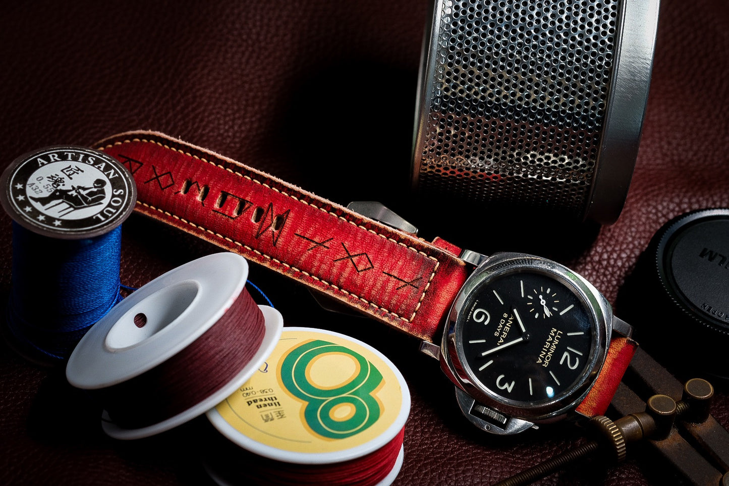 VINTAGE RED STRAP HANDMADE FOR PANERAI HDPAM53