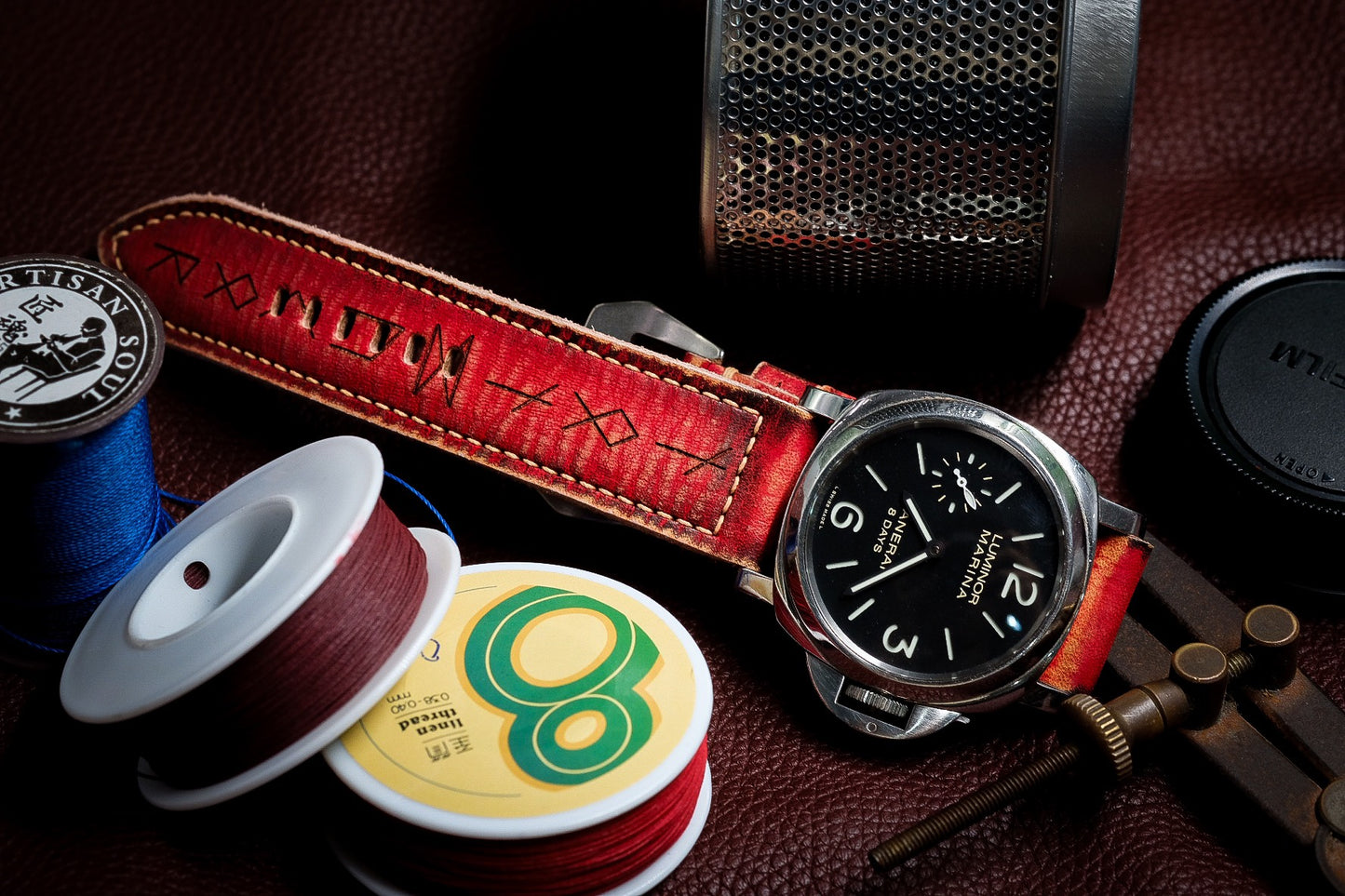 VINTAGE RED STRAP HANDMADE FOR PANERAI HDPAM53