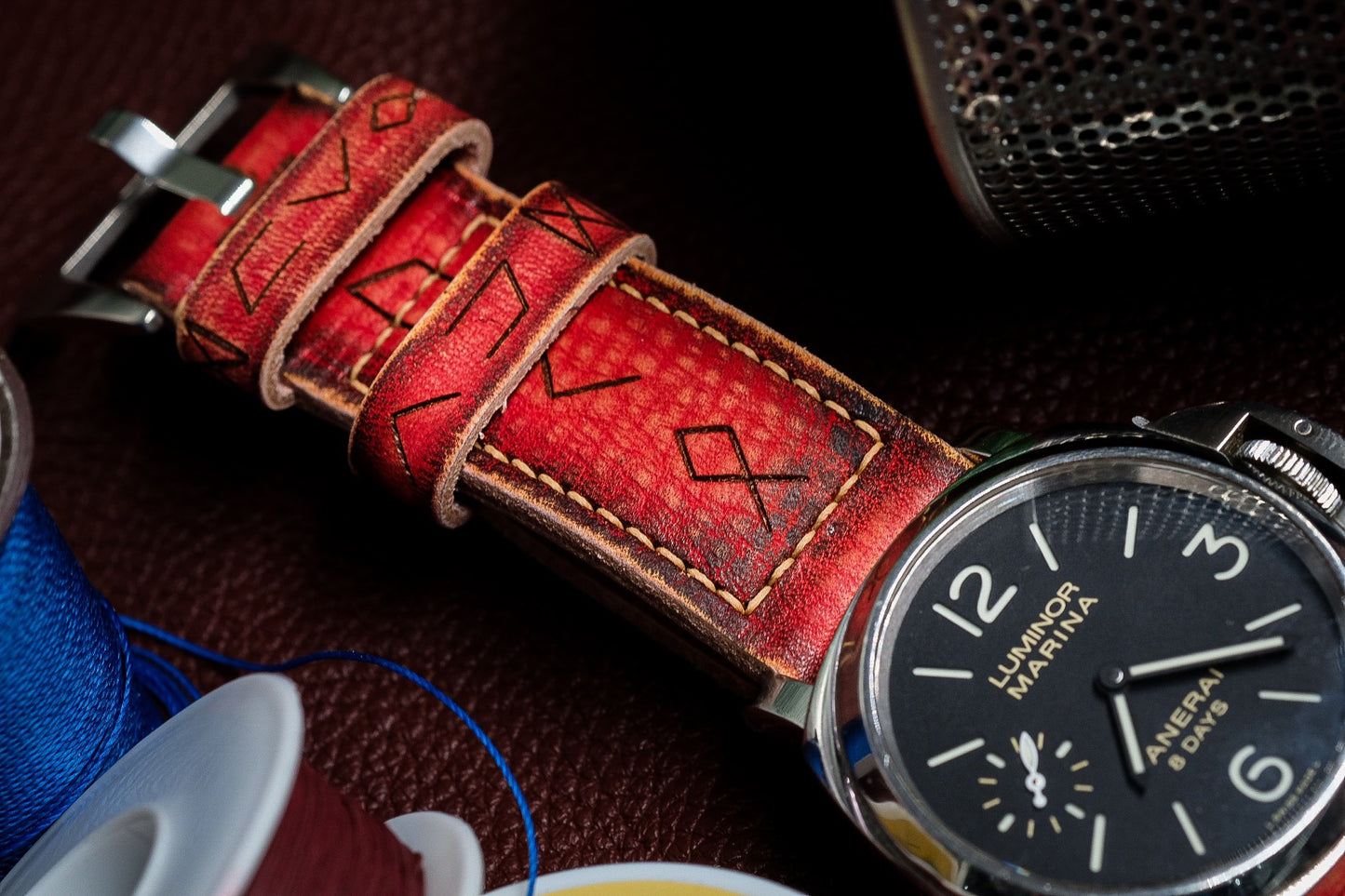 VINTAGE RED STRAP HANDMADE FOR PANERAI HDPAM53