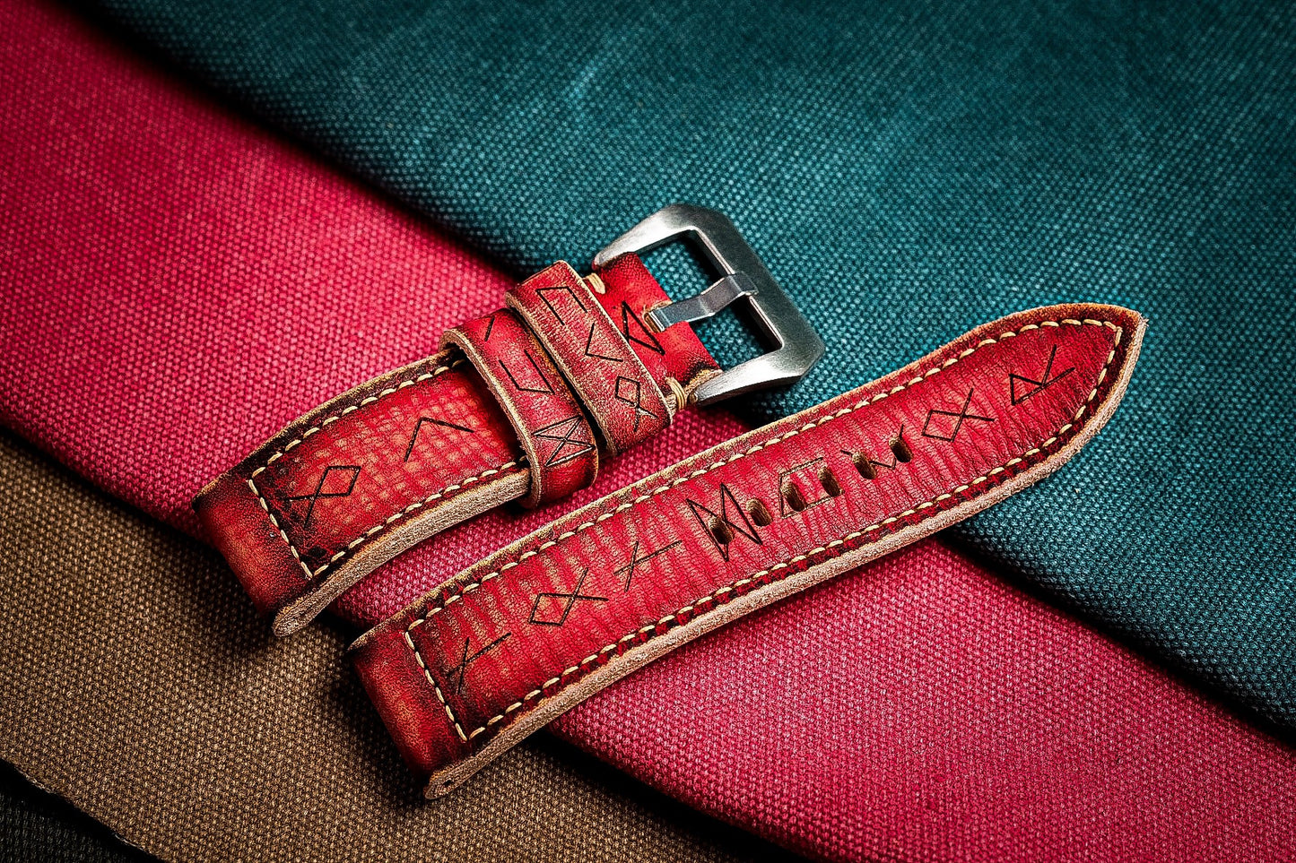 VINTAGE RED STRAP HANDMADE FOR PANERAI HDPAM53