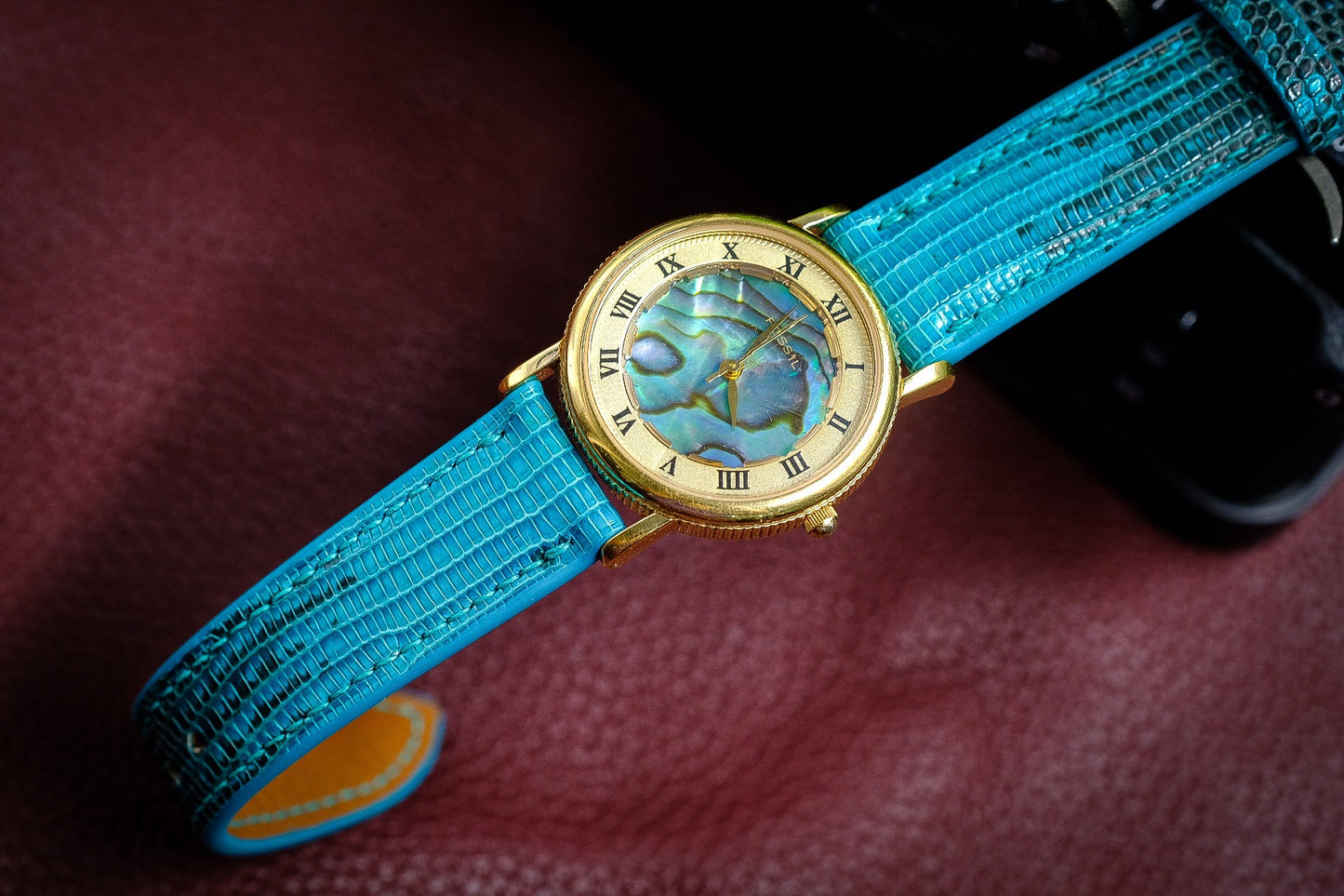 Blue lizard leather watch strap HDLZ40