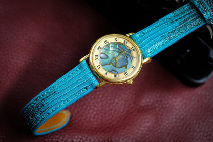 Blue lizard leather watch strap HDLZ40