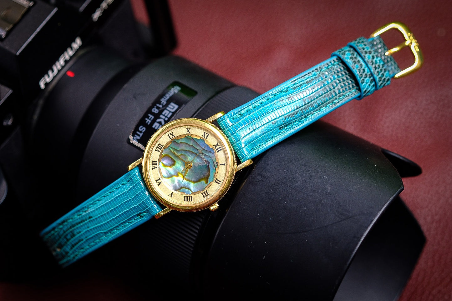 Blue lizard leather watch strap HDLZ40