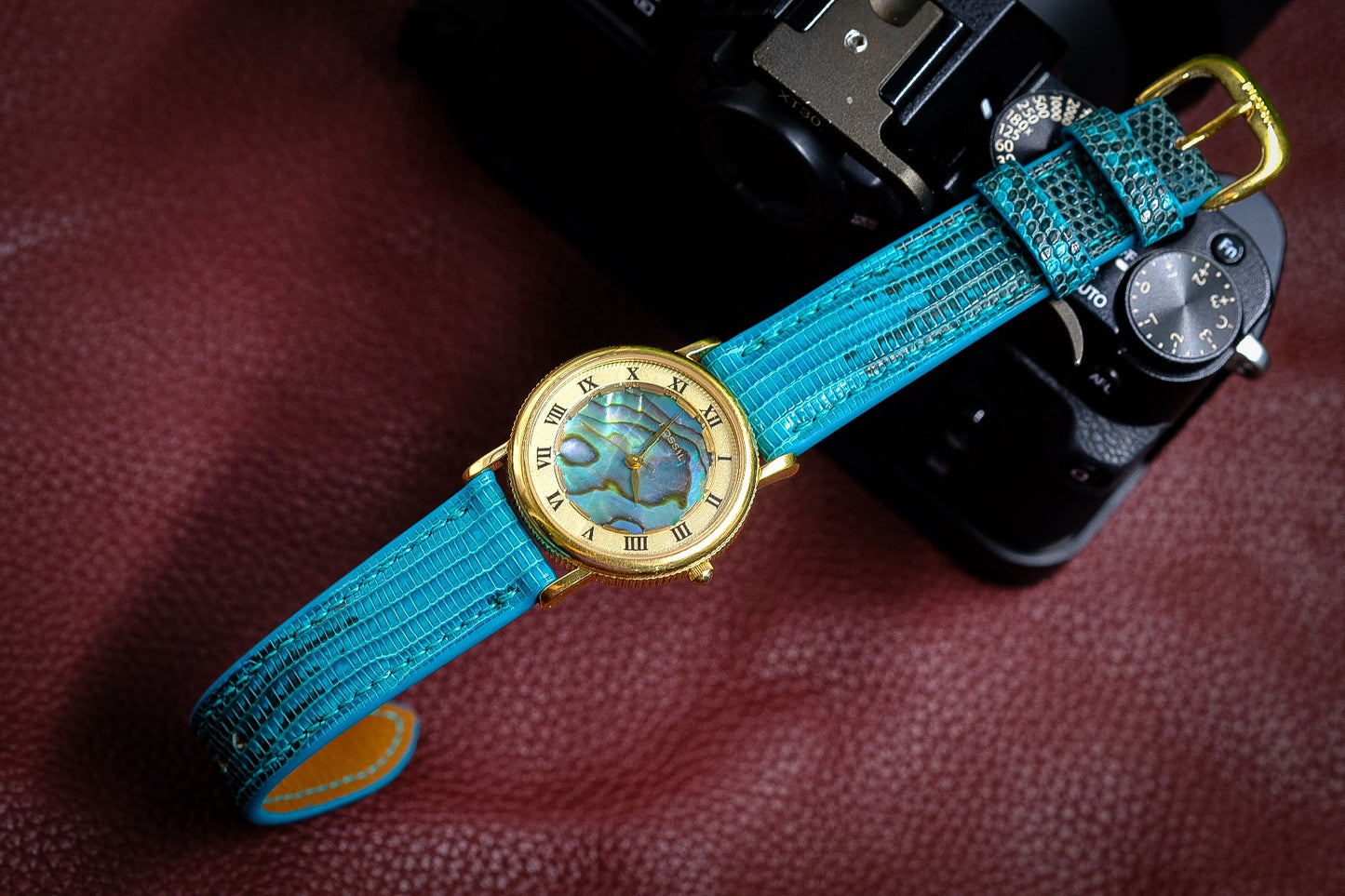 Blue lizard leather watch strap HDLZ40