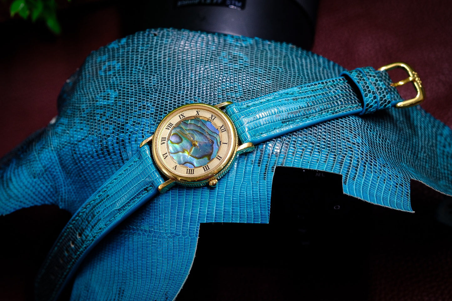 Blue lizard leather watch strap HDLZ40