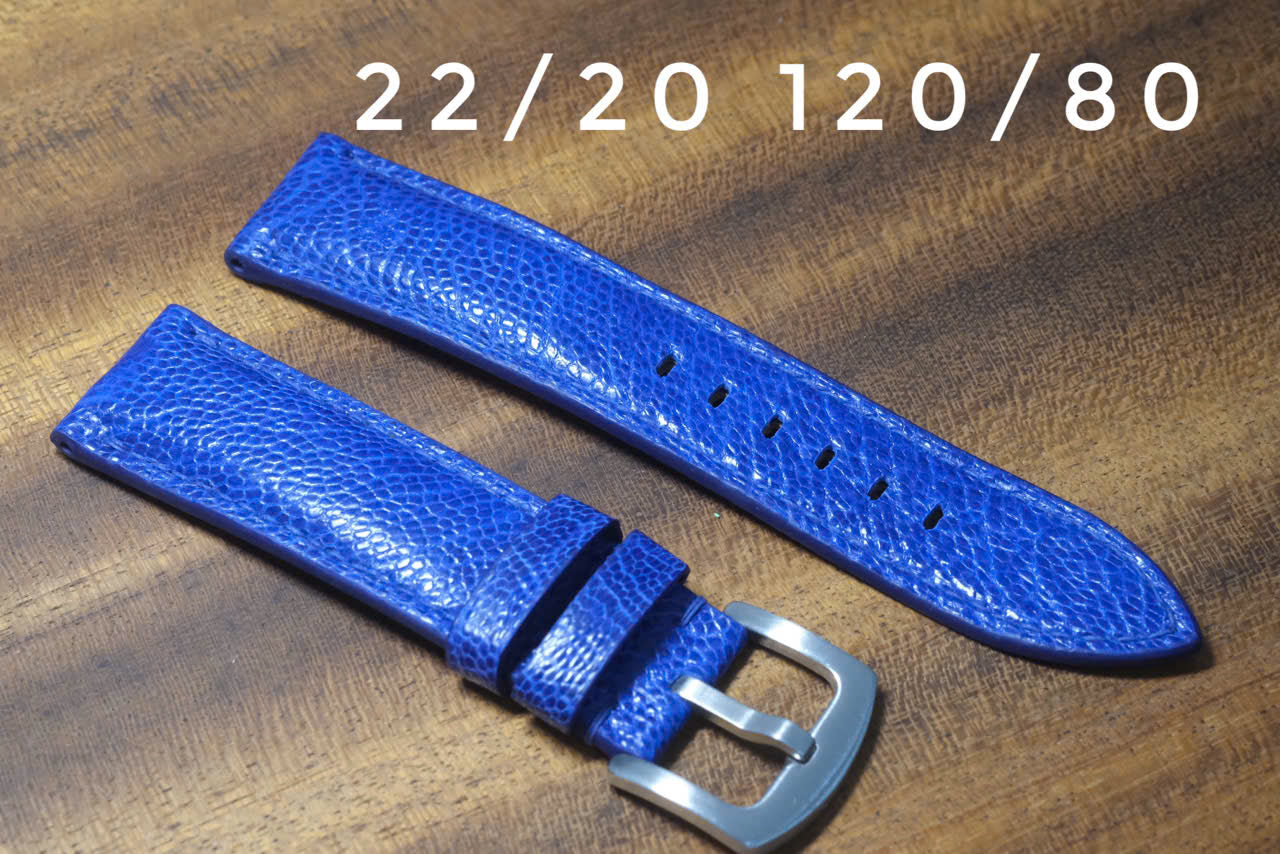 BLUE OSTRICH LEG SKIN LEATHER WATCH STRAP RD138