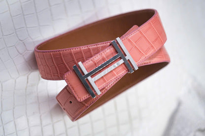 BESPOKE GENUINE PASTEL PINK CROCODILE LEATHER MAN BELT HDBE23