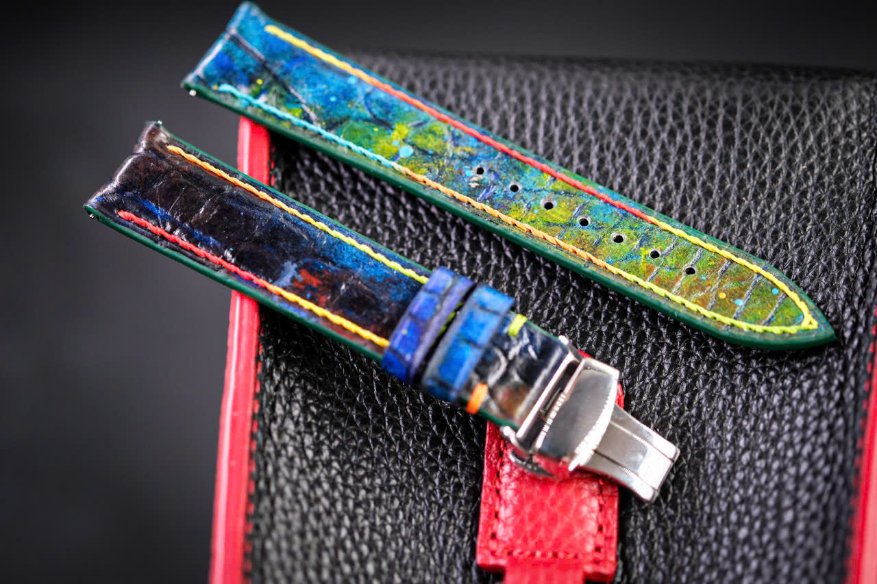 Galaxy hand painted leather watch strap HDCLE83