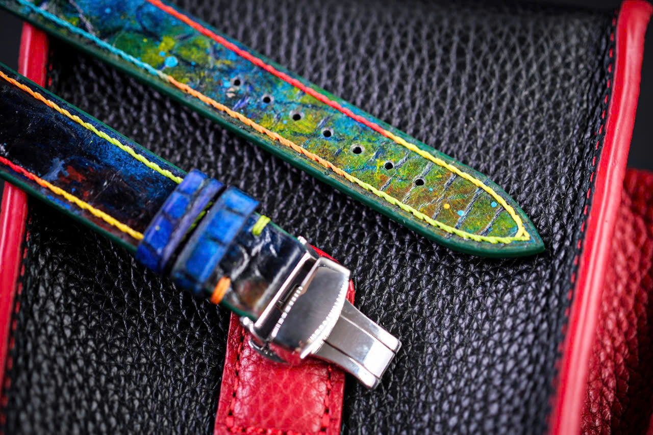 Galaxy hand painted leather watch strap HDCLE83