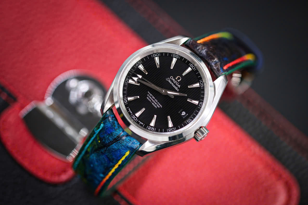 Galaxy hand painted leather watch strap HDCLE83